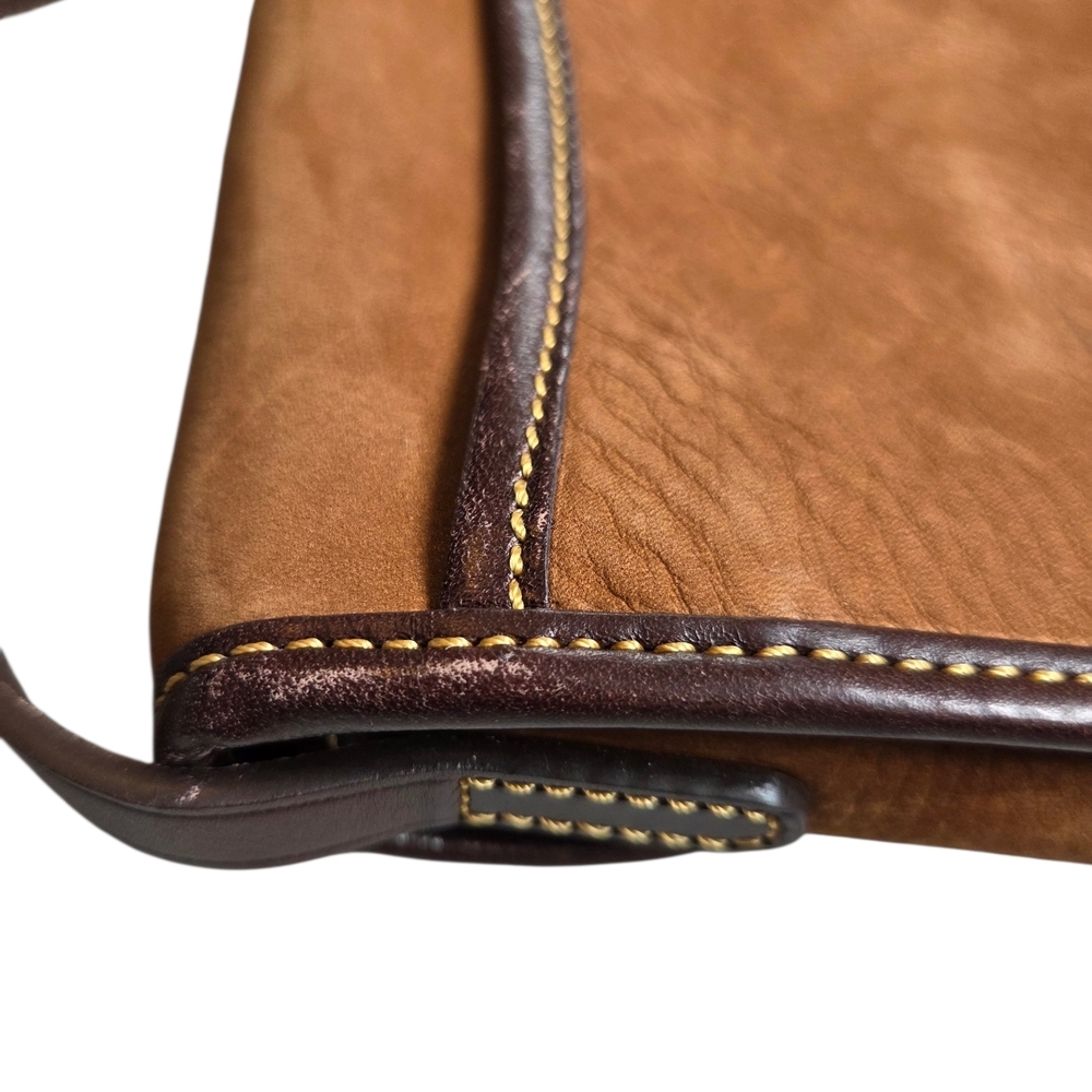 Dooney & Bourke Caramel Chocolate Suede Flap Crossbody Bag - Picture 14 of 16